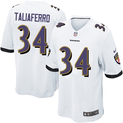 Men's Game Lorenzo Taliaferro Nike Jersey White Road - #34 NFL Baltimore Ravens